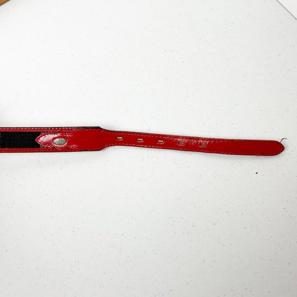 3-D VINTAGE Saddle Blanket Red and Black Leather Belt Size 34 - Picture 6 of 9